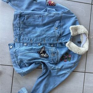 Levi's Blue Denim Jacket with Embroidered Patches